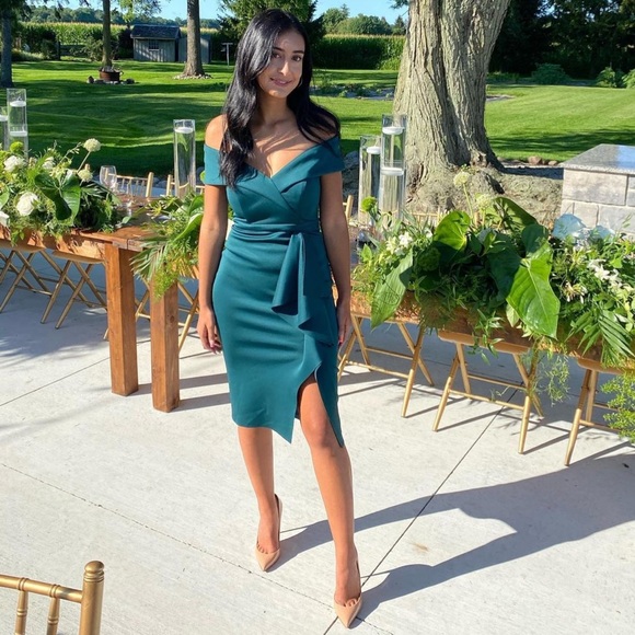 XSCAPE Women's Off-The-Shoulder Midi Dress - Picture 2 of 7